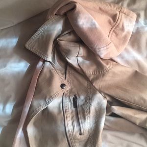 Vegan Leather Jacket, Cream
